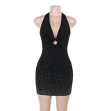 Plataz Autumn 2025 New Hanging Neck Skirt Spice Girl Body Sexy Circle Hot Diamond Bag Hip Skirt DJPT