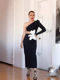 Plataz New Fashion Sexy Flowers To Wear A One-Shoulder Banded Dress Light Luxury Niche Evening Dress