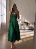 Plataz Slings Press Fresh Dress Femininity Summer Temperament A Word Dress Green