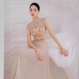 Plataz 2025 Champagne Butterfly Flower Hollow Embroidery Dress Dress Dress 9010