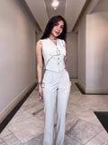 Plataz New Fashion Temperament Design Sense V-Neck Sleeveless Sexy Trousers Suit Woman