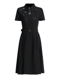 Plataz Temperament Style Dress 2025 Summer New Collar Hollow Crouses To Collect Belt Long Dress Women's Dress