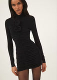 Plataz Autumn Glazed Three-Dimensional Flower Decoration Folds Sexy Body-Body-Bum Bag Skirt Skirt