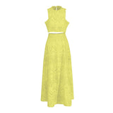 Plataz Holiday Wind 2025 New Round Collarless Bare Waist Vest High Waist Half-Dress Embroidered Two Sets Of Women