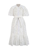 Plataz Vintage Elegant Dress 2025 Summer New Single-Rebutted Embroidered Printed Dress With Short Sleeve Dress Woman