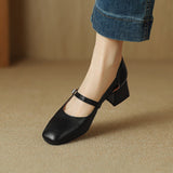 Plataz Size Size Mary Jane Shoes Hollow Coarse Sandals Women's Summer New Buckle With Heel Women's Shoes High Quality Shoes