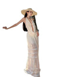 Plataz Pure Hottie Style V-Neck Hanging Neck Lift Sling Lace Skirt Two Sets