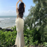 Plataz Vacation Sexy Lu-Loan French Sling Dress Half-Dress Two Sets Of Women 2024 Spring And Summer Hottie Set