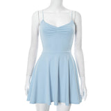 Plataz Women's Summer New Simple Sexy Solid Color Sling Skirt Dress Dress Woman DJPT