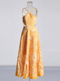 Plataz Babes 2025 New High-End Feeling Hanging Neck Sling Belt Hollow Print Dress In The Female