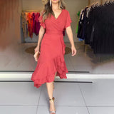 Plataz 2024 French V-Neck High-Rise Slim Slimy Sexy Fashion Dress