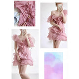 Plataz Niche French Lotus-Side Fairy-Style Fascles Languid Languie Shoulder Irregular Dress