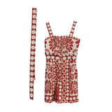 Plataz Casual Wind 2025 New Printed Sleeveless Button Tie With Short Broad Leg Jumpsuit Woman