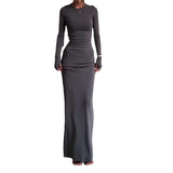 Plataz 2024 Women's Fashion Sexy Tight-Groomed And Comfortable Solid Color Long Dress