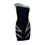 Plataz Sexy Slanted Shoulderless Banded Dress Heavy Industry Nail Bead Party Dress Dress