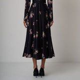 Plataz French Doll-Necked Flower-Print Court Feast Dress