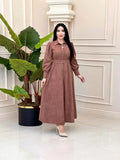 Plataz 2024 New Elegant Temperament Belt Belt Solid Color Collar Dress