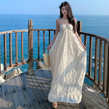 Plataz Sanya Beach Resort Dress Women Feel Hanging Neck Long Dress