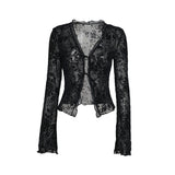 Plataz Autumn 2025 New Fashion Chiffon Shirt Small Fragrant Temperament Laded Horn Sleeve Top Woman DJPT