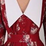 Plataz Floral Print Temperament Long-Sleeved Waist-Up Retro Swing Dress
