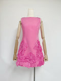 Plataz Sweet Pink Petal Spliced Sling Sling Waist Top Design Is Beautiful To Receive Short Waist Dress