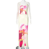 Plataz Women's Summer New Flower Printd Sling Sling Bag Suit Two-Piece Casual Set DJPT