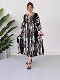 Plataz Fashion Prints In The Summer Of 2024 V-Neck Vacation Comfort Loose Dress
