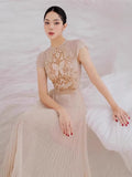 Plataz 2025 Champagne Butterfly Flower Hollow Embroidery Dress Dress Dress 9010