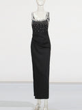 Plataz Temperament Sexy Dress 2025 Summer New Black Diamond Advanced Sensationaled Dresses