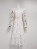 Plataz Water-Soluble Lace Dress 2025 Spring Temperament Embroidery Empty Belt With White Dress Dress