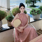 Plataz Yarn Hanging Neck Two Morning Robe Skirt Fairy Beach Dress Seaside Holiday Dress Girl