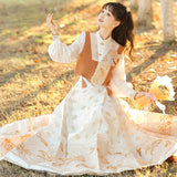 Plataz Goldfish Fireworks Chinese Wind Improvement Han Elements Women's Blouse Vest Skirt 8888