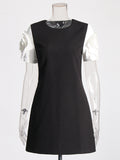 Plataz Famous Style Dress 2025 Summer New Round Collar Three-Dimensional Flowers Solid Dress Woman