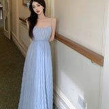 Plataz Fairy Design Feeling Blue Pure Lust Wind Beach Holiday Bare Back To Show Thin Skirt Slings