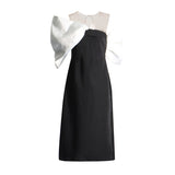 Plataz Style Dress Spring 2025 New High-End Perspective Mesh Bow Bow Dress Dress