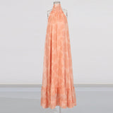 Plataz Holiday Wind Sleeveless Hanging Neck Ribbon Dress 2025 New Back Wave Dot Print Dress Women's Summer