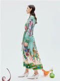 Plataz Spring And Summer Australian Niche Brand Ale Personality Print Daily Vacation Shirt Collar Single Buckle Flowing Dress
