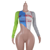 Plataz Autumn 2025 New Street Casual Colling Color Print Slanted Strewed Long Sleeve Blouse DJPT