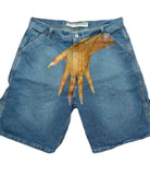 Plataz Hip-Hop Trend Pattern Print Denim Shorts Men's High Street Trendy Couple Casual Five-Point Pants DJPT