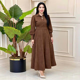 Plataz 2024 New Elegant Temperament Belt Belt Solid Color Collar Dress