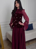 Plataz Spring New Diamond-Laying Splicing Designer Design Feeling Waist Thin Dress Dress Dress Dress Dress Dress Woman