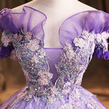 Plataz Solo Performance Suit 2025 New One-Word Shoulder Vocal Art Canopy Skirt Presided Over Purple Evening Dress Girl Spring