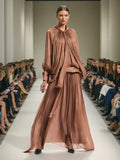 Plataz Dress 2025 Summer New Retro Fashion Design Feeling 100-Folded Bat Sleeve Dress Woman