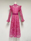 Plataz Water-Soluble Lace Dress 2025 Spring Temperament Embroidery Empty Belt With White Dress Dress