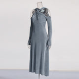 Plataz Temperament Elegant Wind 2025 Summer New Cross-Necked Shoulder Knot Design Dress Dress Woman