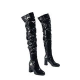 Plataz Boots 2025 Autumn High Boots Round Head Folded Thick And Black Over-Knee Pile Boots High Quality Shoes