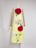 Plataz Large Flower Three-Dimensional Decoration Splicing 2025 New Solid Color Sling Skirt Loose Dress