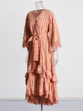 Plataz Holiday Dresses In The Wind 2025 Summer New V-Neck Embroidered Button High-Necked Dresses