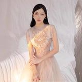 Plataz 2025 Champagne Dress Butterfly Embroidered Net Velvet Short Skirt Princess Dress