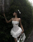 Plataz Niche Embroidery Sling Dress Female Design Temperament Slim Bra Dress Seaside Pure Lusty Short Dress